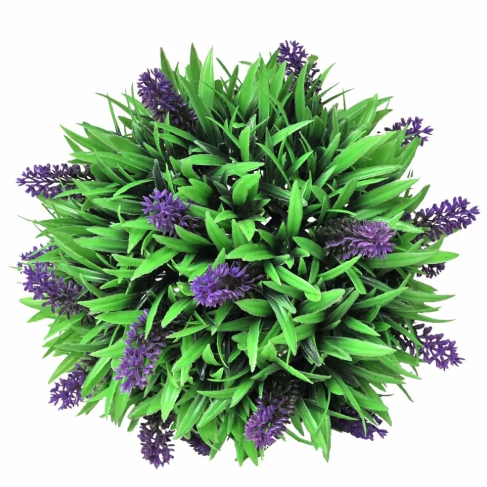 vidaXL 2-delige Kunstbuxussenset bolvormig met lavendel 28 cm