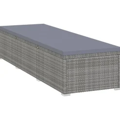 vidaXL 3-delige Ligbeddenset met theetafel poly rattan grijs