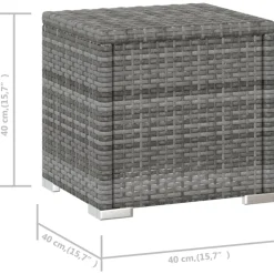 vidaXL 3-delige Ligbeddenset met theetafel poly rattan grijs