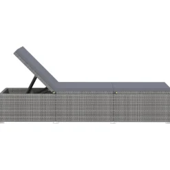 vidaXL 3-delige Ligbeddenset met theetafel poly rattan grijs