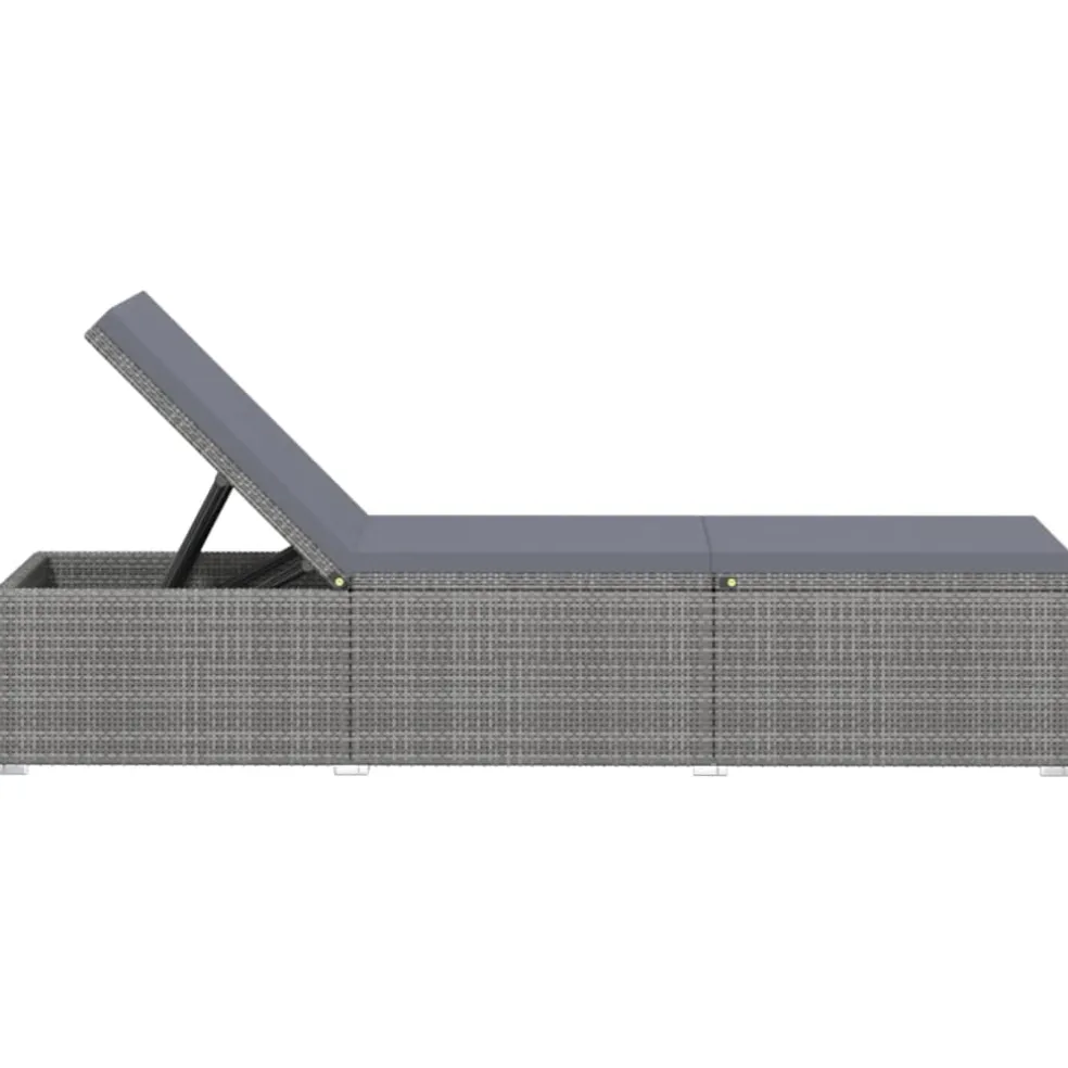 vidaXL 3-delige Ligbeddenset met theetafel poly rattan grijs