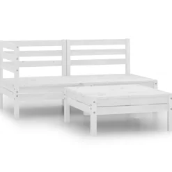 vidaXL 3-delige Loungeset massief grenenhout wit