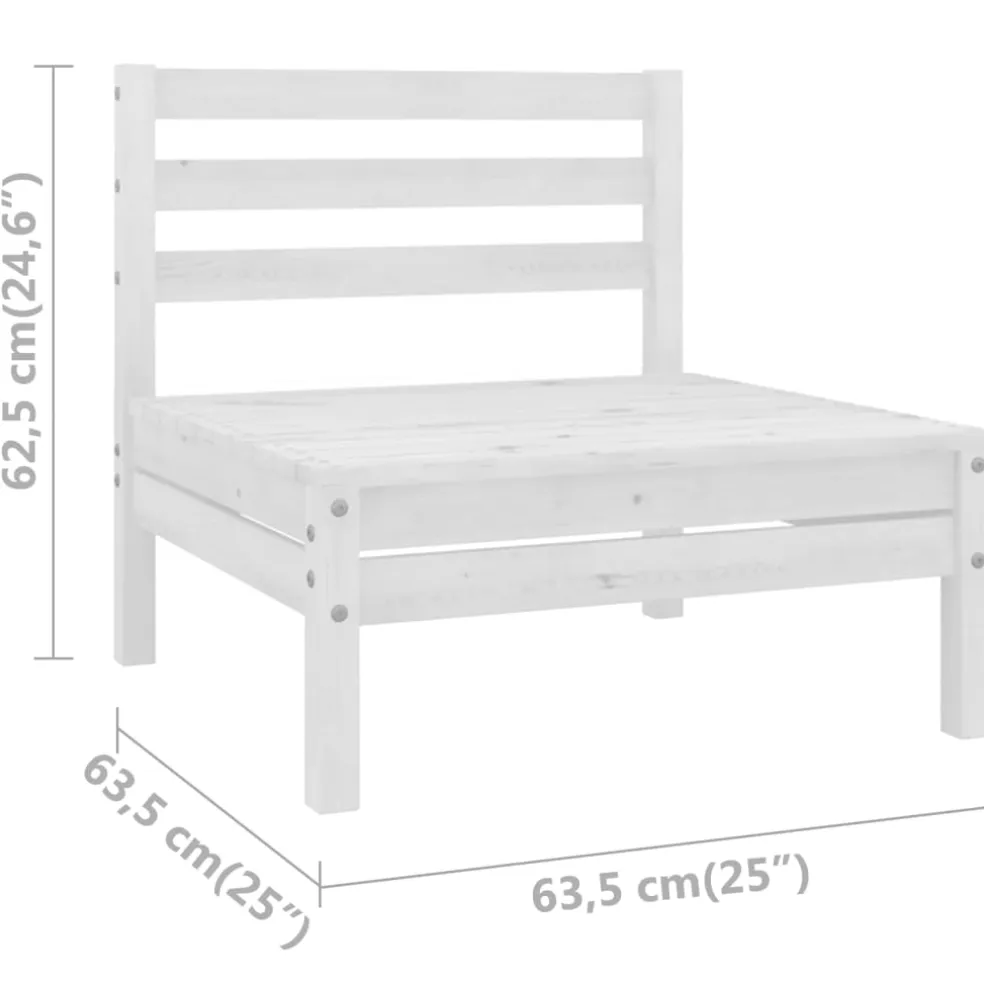 vidaXL 3-delige Loungeset massief grenenhout wit