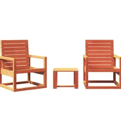 vidaXL 3-delige Loungeset massief grenenhout wasbruin
