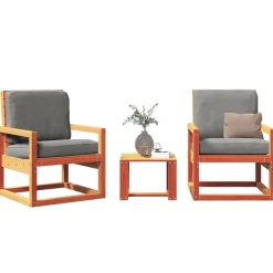 vidaXL 3-delige Loungeset massief grenenhout wasbruin