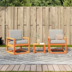vidaXL 3-delige Loungeset massief grenenhout wasbruin