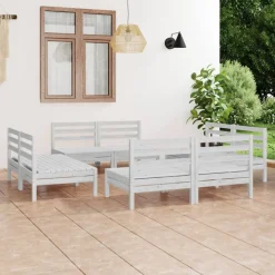vidaXL 8-delige Loungeset massief grenenhout wit