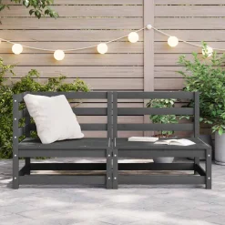 vidaXL 2-delige Loungeset massief grenenhout grijs