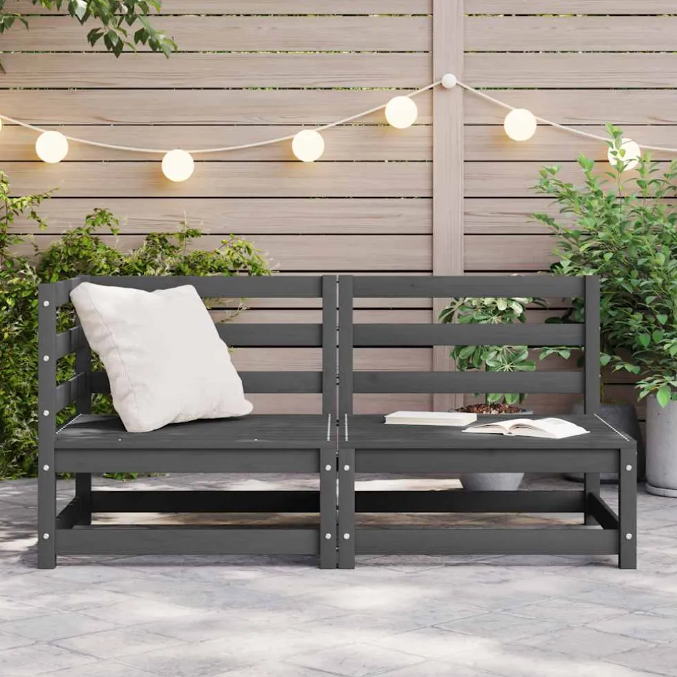 vidaXL 2-delige Loungeset massief grenenhout grijs