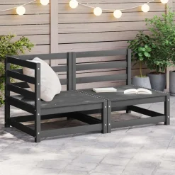vidaXL 2-delige Loungeset massief grenenhout grijs
