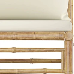 vidaXL 5-delige Loungeset met crèmewitte kussens bamboe