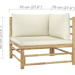 vidaXL 5-delige Loungeset met crèmewitte kussens bamboe