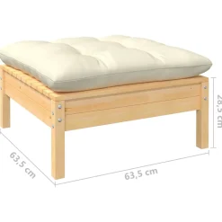 vidaXL 11-delige Loungeset met crèmekleurige kussens grenenhout