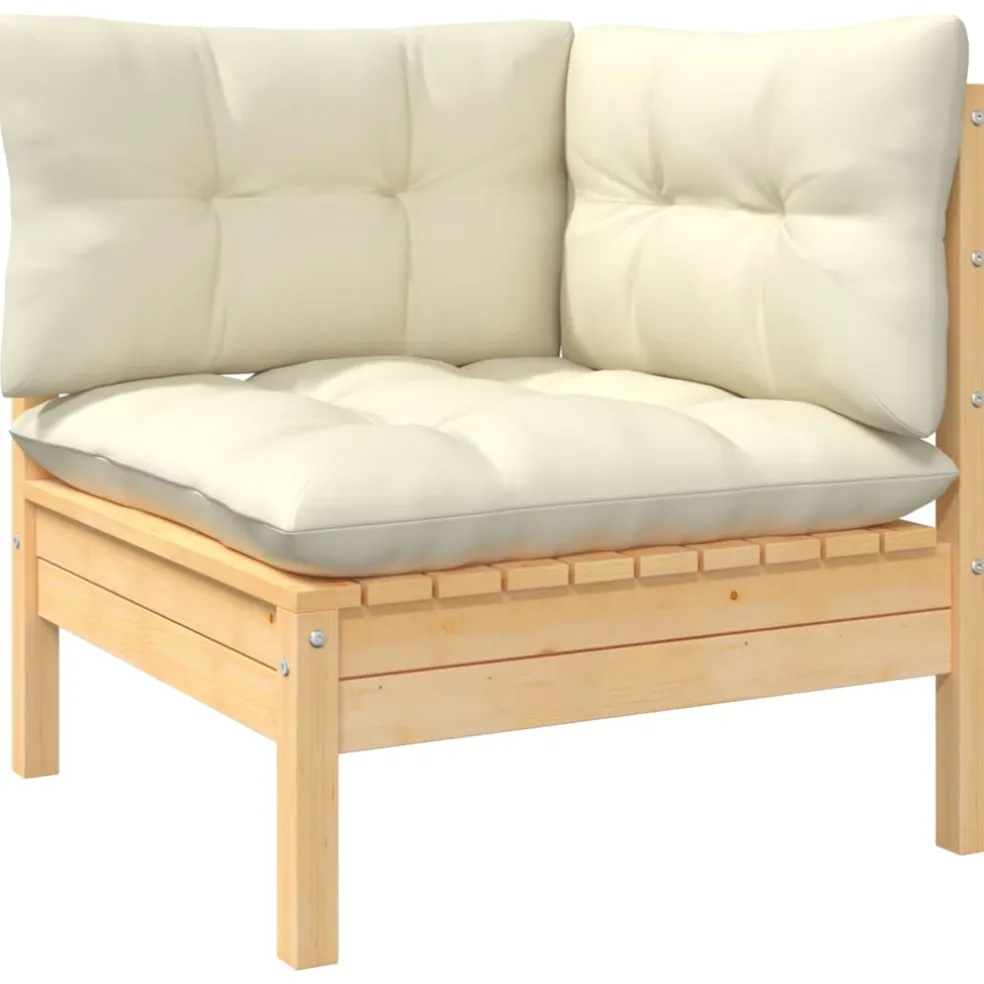 vidaXL 12-delige Loungeset met crèmekleurige kussens grenenhout