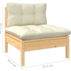 vidaXL 12-delige Loungeset met crèmekleurige kussens grenenhout