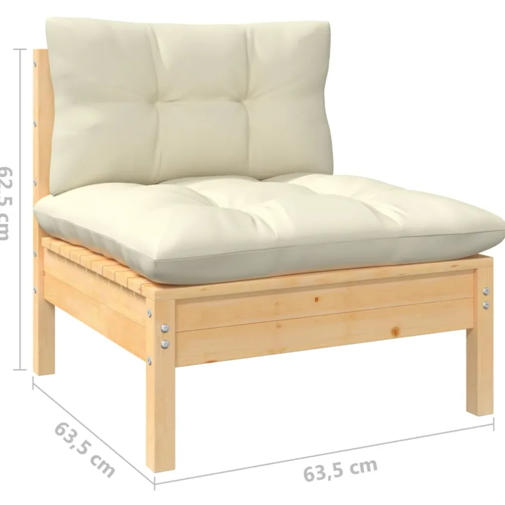 vidaXL 12-delige Loungeset met crèmekleurige kussens grenenhout