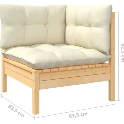 vidaXL 12-delige Loungeset met crèmekleurige kussens grenenhout
