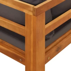 vidaXL 3-delige Loungeset met donkergrijze kussens acaciahout
