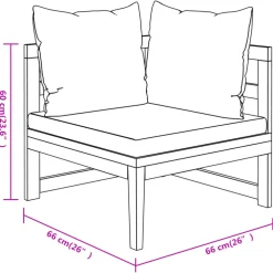 vidaXL 3-delige Loungeset met donkergrijze kussens acaciahout