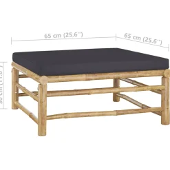 vidaXL 5-delige Loungeset met donkergrijze kussens bamboe
