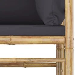 vidaXL 5-delige Loungeset met donkergrijze kussens bamboe