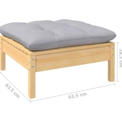 vidaXL 10-delige Loungeset met grijze kussens massief grenenhout