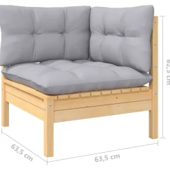 vidaXL 6-delige Loungeset met grijze kussens massief grenenhout
