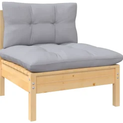 vidaXL 7-delige Loungeset met grijze kussens grenenhout