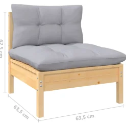 vidaXL 7-delige Loungeset met grijze kussens grenenhout