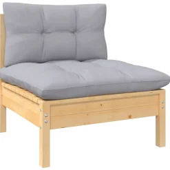 vidaXL 7-delige Loungeset met grijze kussens grenenhout