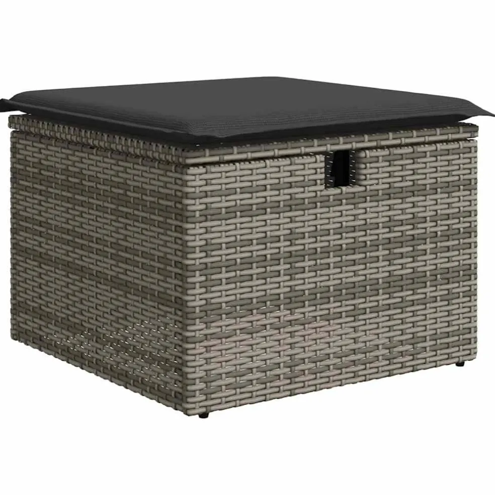 vidaXL 6-delige Loungeset met kussens poly rattan grijs