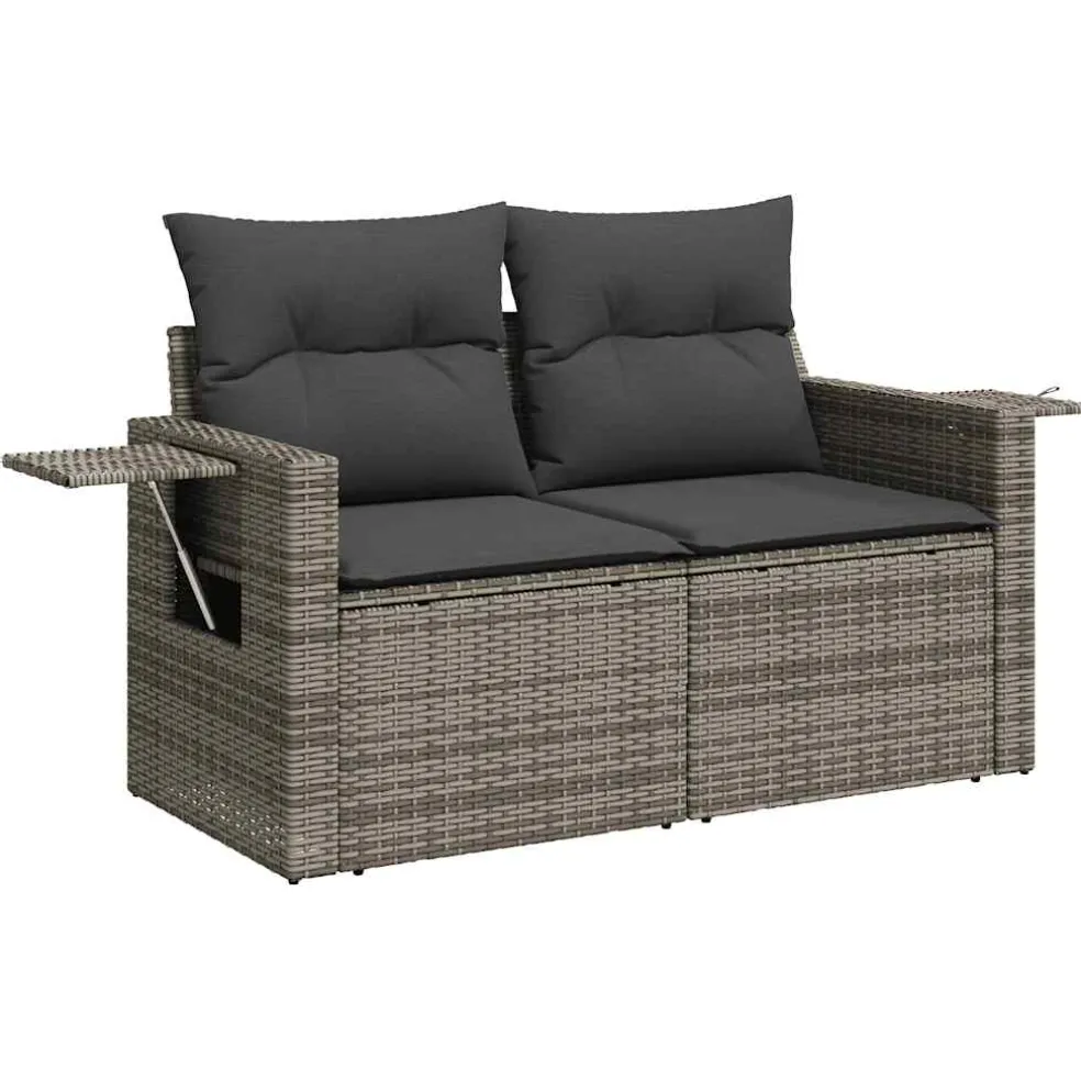 vidaXL 6-delige Loungeset met kussens poly rattan grijs