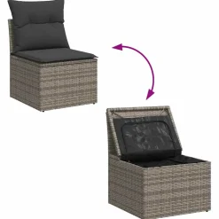 vidaXL 6-delige Loungeset met kussens poly rattan grijs
