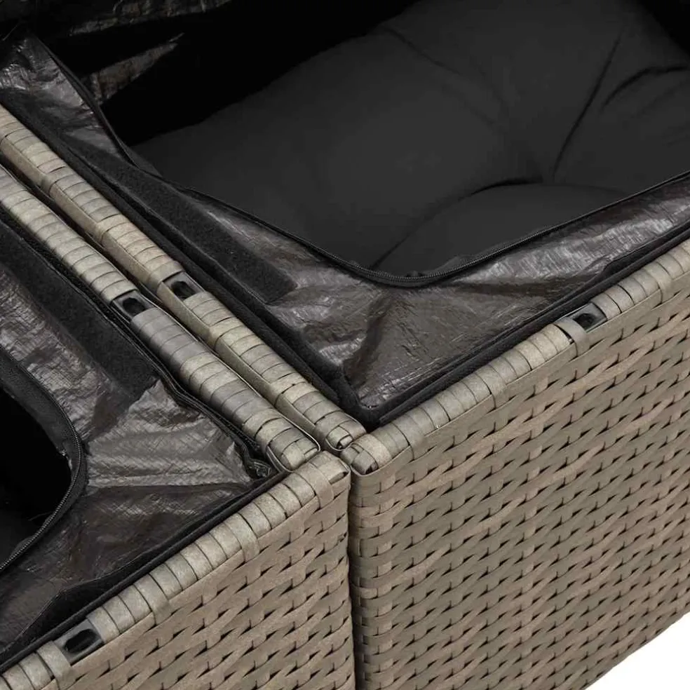 vidaXL 6-delige Loungeset met kussens poly rattan grijs
