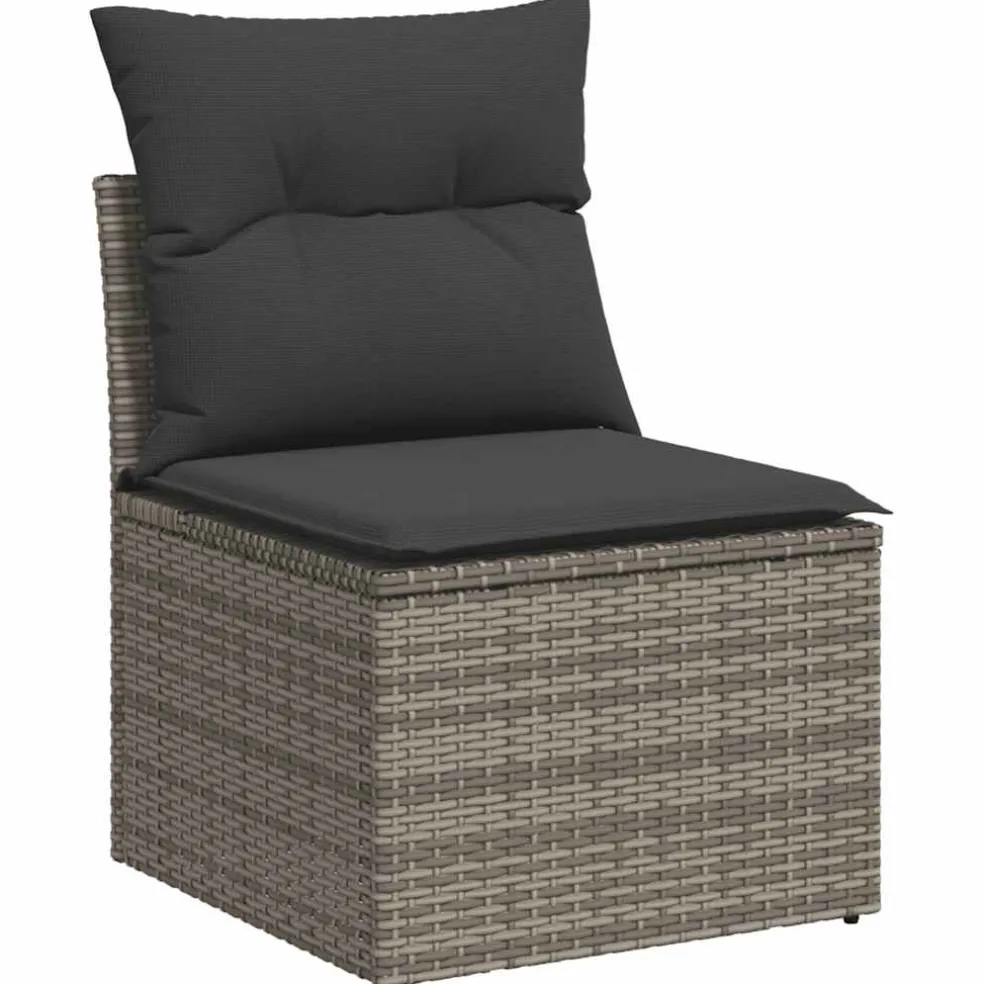 vidaXL 6-delige Loungeset met kussens poly rattan grijs