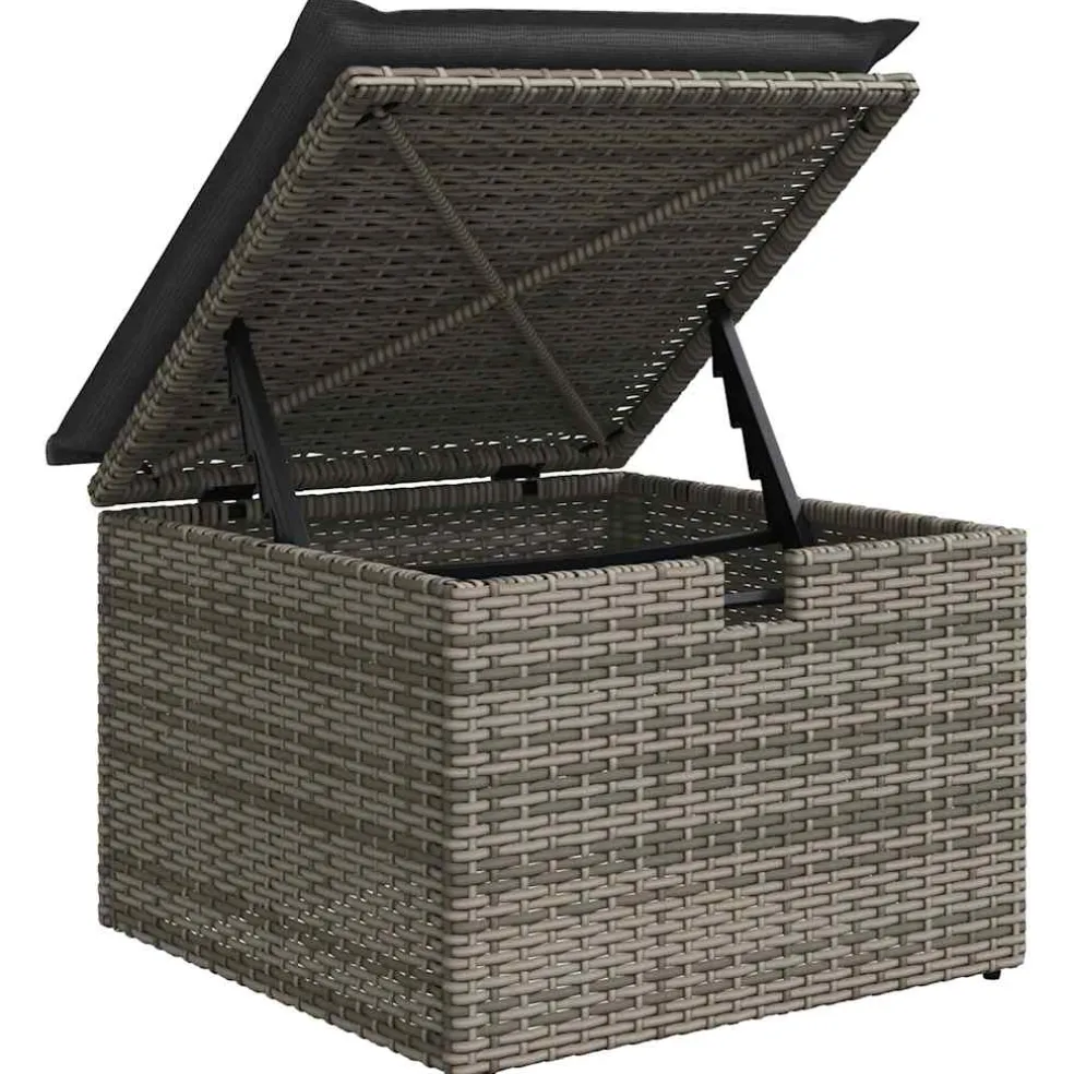 vidaXL 6-delige Loungeset met kussens poly rattan grijs