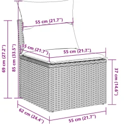 vidaXL 6-delige Loungeset met kussens poly rattan grijs