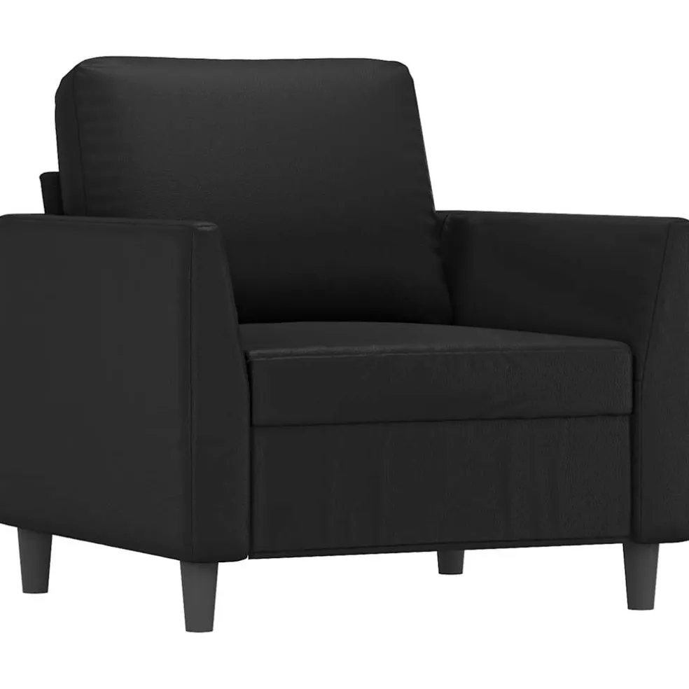 vidaXL 3-delige Loungeset met kussens kunstleer zwart