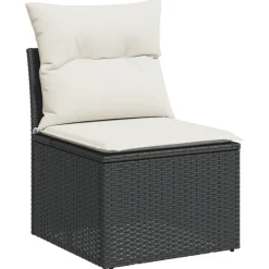 vidaXL 5-delige Loungeset met kussens poly rattan zwart