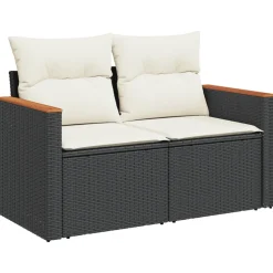 vidaXL 5-delige Loungeset met kussens poly rattan zwart