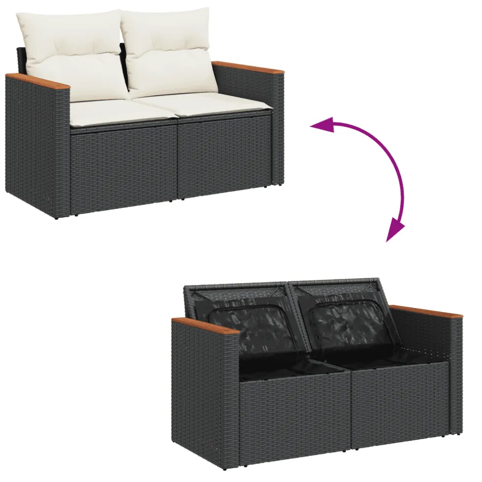 vidaXL 6-delige Loungeset met kussens poly rattan grijs