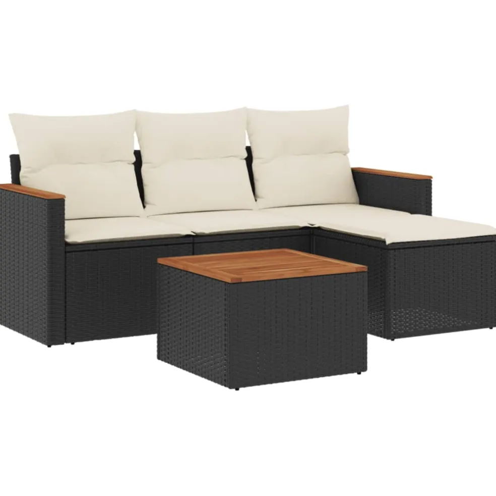 vidaXL 6-delige Loungeset met kussens poly rattan grijs