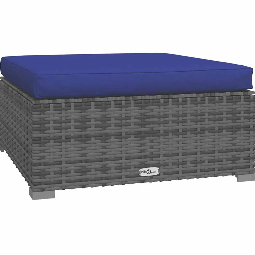 vidaXL 4-delige Loungeset met kussens poly rattan grijs