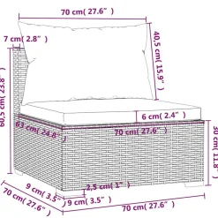 vidaXL 4-delige Loungeset met kussens poly rattan grijs