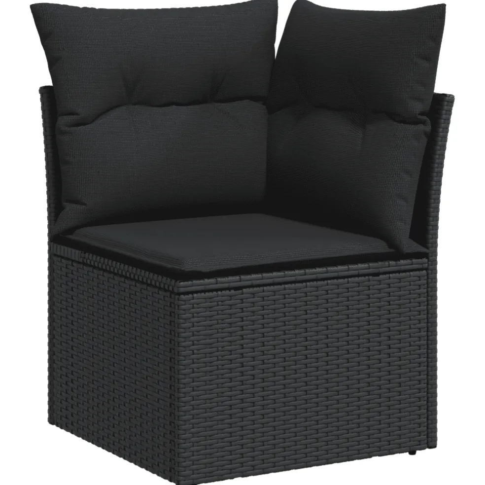 vidaXL 11-delige Loungeset met kussens poly rattan zwart