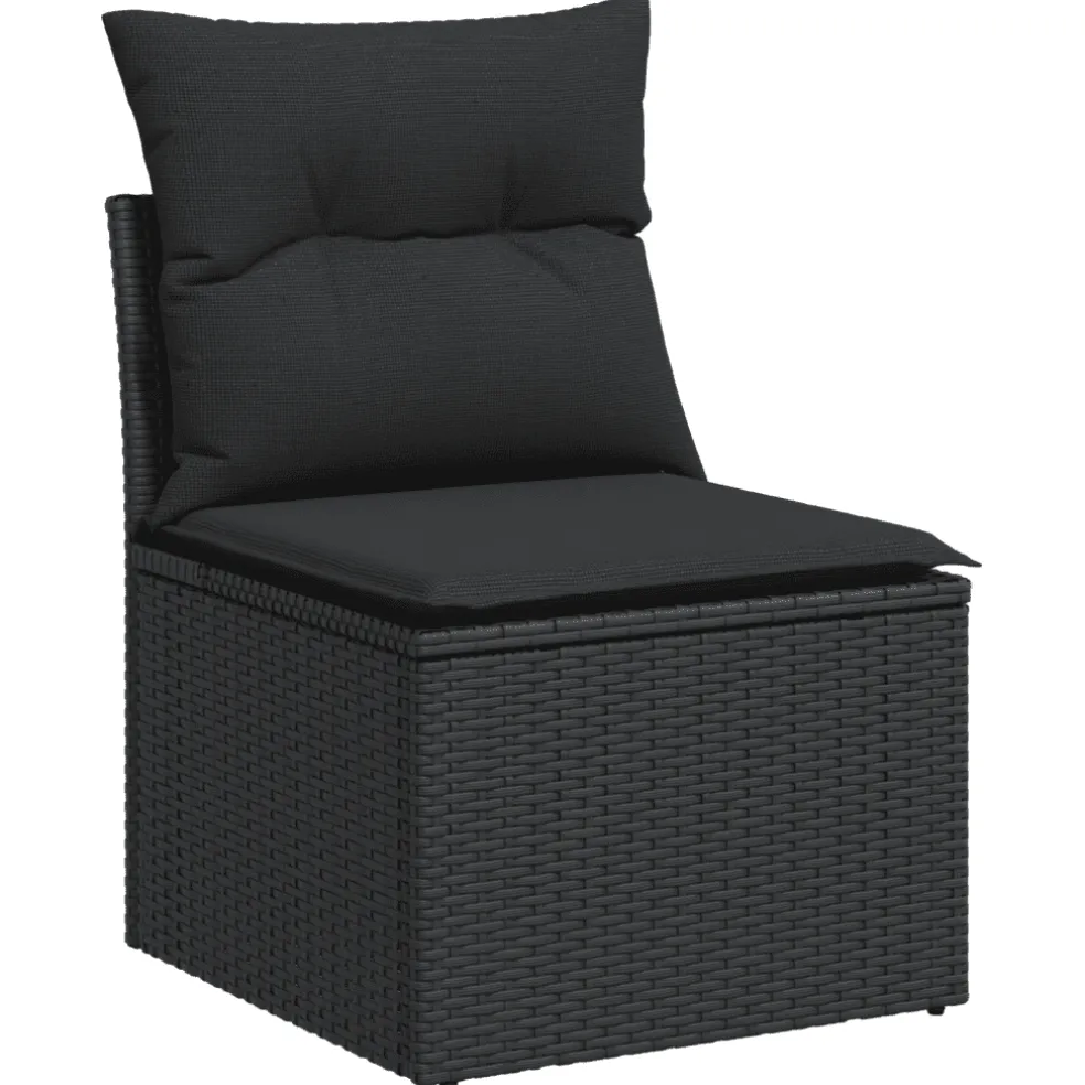 vidaXL 11-delige Loungeset met kussens poly rattan zwart