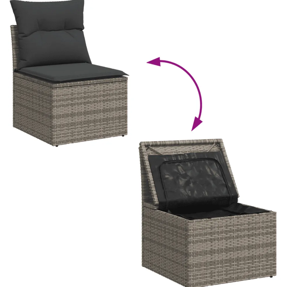 vidaXL 13-delige Loungeset met kussens poly rattan grijs