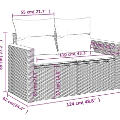 vidaXL 13-delige Loungeset met kussens poly rattan grijs