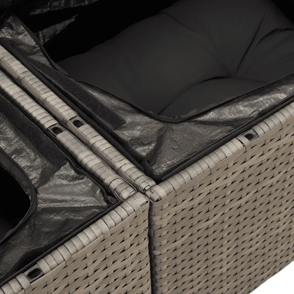 vidaXL 13-delige Loungeset met kussens poly rattan grijs