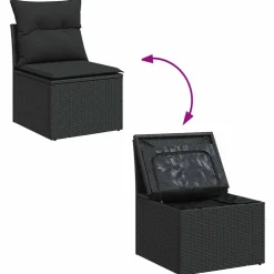 vidaXL 4-delige Loungeset met kussens poly rattan zwart